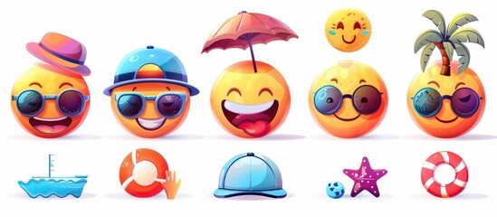 Smiling Sun Emojis for Summer Vacation