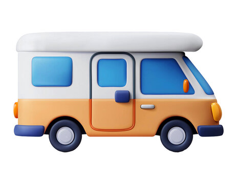 recommend clip art: Playful 3D Cute Camper van Illustration
