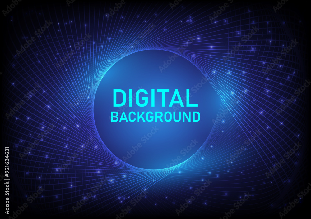 Aufkleber abstract digital technology background the moving lines swirl freely. bright light point the circula