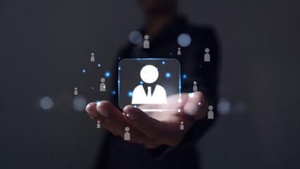 Personnel recruitment or human resource management (HR) for human development, recruiting, leadership Business and technology concepts Human resource recruitment