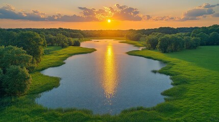 Sunset Over a Serene Lake