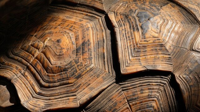 Close-up of intricate textured patterns on tortoise shell