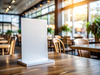 Blank mock up white menu stand A4 size coffee shop barista kitchen props indoor lighting