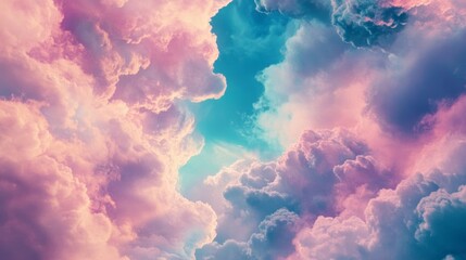 Fototapeta premium Dreamy Pastel Sky with Fluffy Clouds