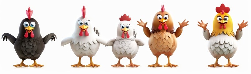 Happy Hen Character in High-Resolution 3D Design
