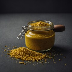 Premium mustard jar with refined packaging – ideal for showcasing sophistication in your kitchen and decor