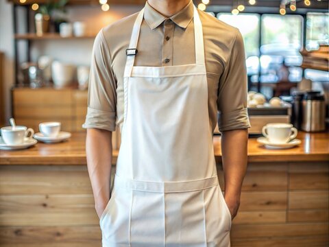 Blank mock up apron cream color coffee shop barista props caf&eacute; indoor lighting