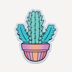 Colorful cartoon cactus sticker