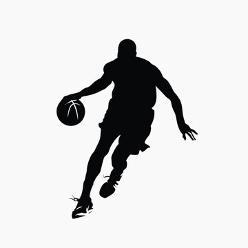 recommend clip art: Silhouette basketball player dribbling