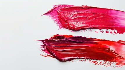 Two Swipes of Pink Lipstick on a White Background