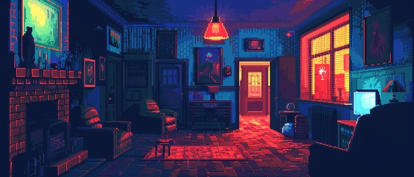 Pixel art recreation of a famous movie scene