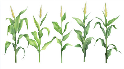 Fototapeta premium Collection corn plant isolated on a white background