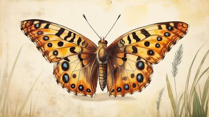 Obraz premium The Queen of Spain Fritillary (Issoria lathonia) is a butterfly belonging to the Nymphalidae family.