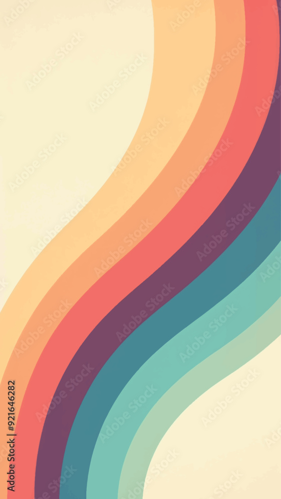 Poster Retro colorful abstract wavy lines