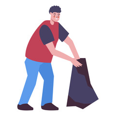 People Cleaning up Illustration Isolated on White Background. Vector Graphic in Simple Cartoon Design.