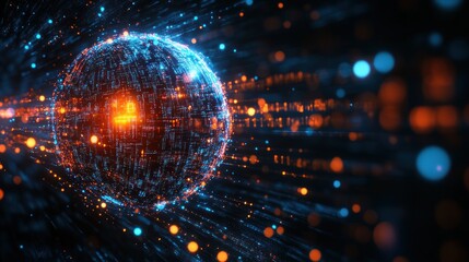 Obraz premium AI-Powered Globe with Digital Data Streams Symbolizing Global Connectivity Concept.