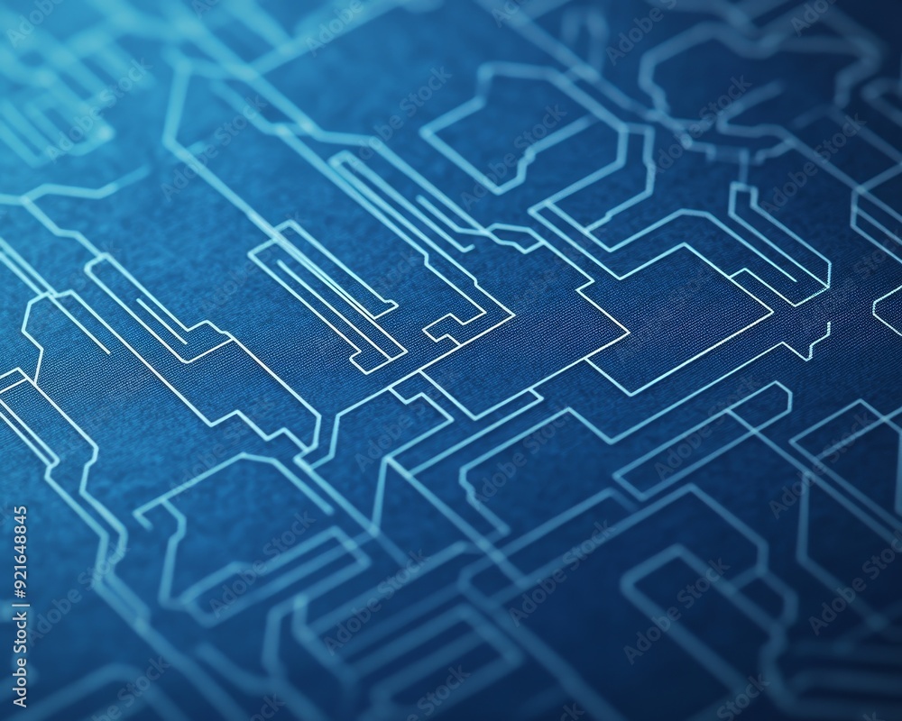 Aufkleber abstract blue background with intricate circuit patterns, perfect for technology and digital themes.