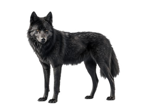 a black wolf with a black background
