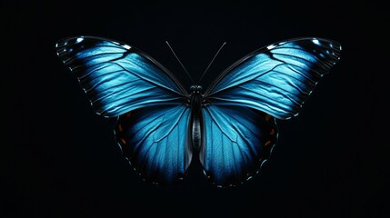 Blue Morpho Butterfly in Flight
