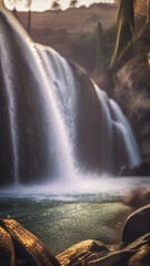 Water fall splash moment