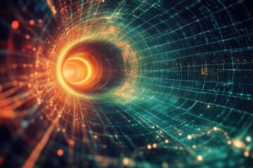 Obraz premium A vibrant representation of a cosmic tunnel, blending light and energy in a mesmerizing display of motion and depth.