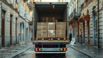 Delivery Truck in City Alley