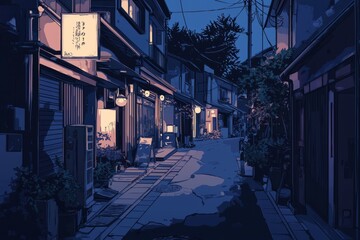 A quiet street corner with warm streetlights and a relaxing ambiance. Cozy vibe, Generative AI 