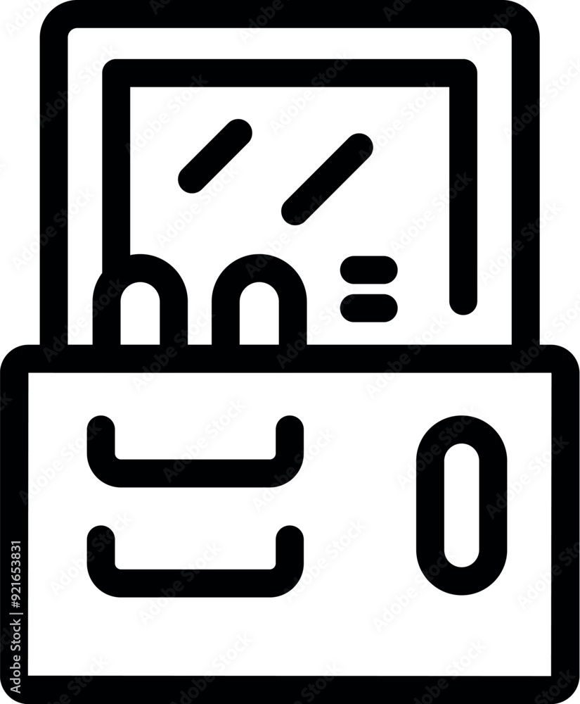 Poster line art icon of a portable gaming device showing a game interface and buttons