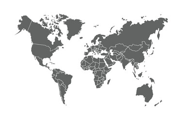 World map isolated on white background. for website layouts, background, education, precise, customizable, Travel worldwide, map silhouette backdrop, earth geography, political, reports.