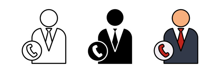 collection of businessman icons and telephone symbols. simple and modern design isolated on white background