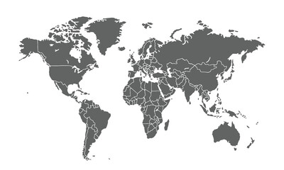 World map isolated on white background. for website layouts, background, education, precise, customizable, Travel worldwide, map silhouette backdrop, earth geography, political, reports.