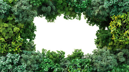 Green forest frame in lush greenery, cut out