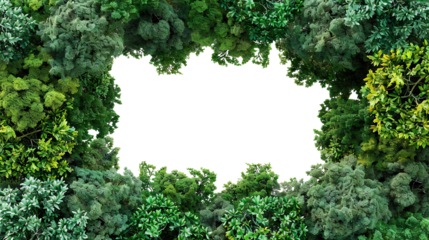 Green forest frame in lush greenery, cut out