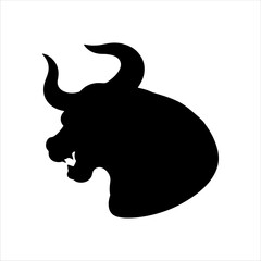 Bull head vector silhouette illustration design on white background.