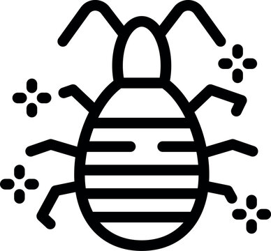 recommend clip art: Simple bold line art icon of a bug with stripes crawling around
