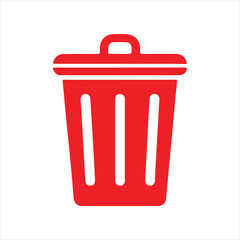 Red trash can vector icon silhouette vector illustration design on white background.