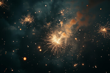 Fototapeta premium Starburst Fireworks Illuminating the Night Sky