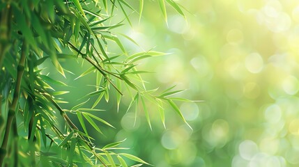 Naklejka premium Bamboo tree with realistic green abstract background