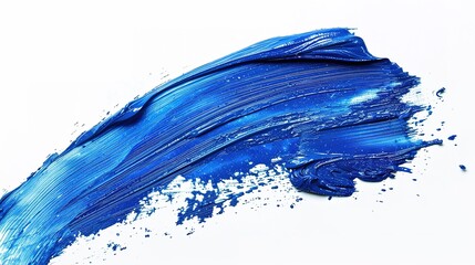 blue ink brush stroke, blue brush isolated on white background,