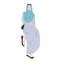 Girl hijab wearing longdress in modern fashion sit down