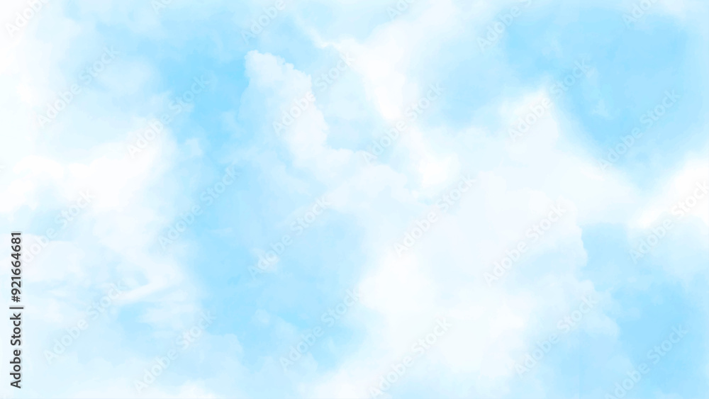Wall mural background with clouds on blue sky. vector background