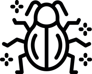 Stylized icon of a bug attacking a network, representing cybersecurity threats