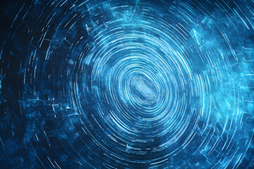 A blue circle with a spiral pattern