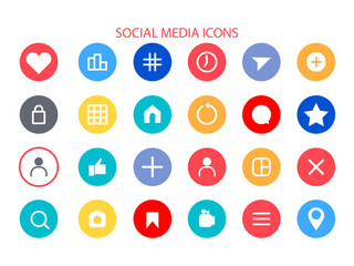 Set of generic social media user interface, notification reaction icons vector design. Coment, share, save sign, symbol mobile app.