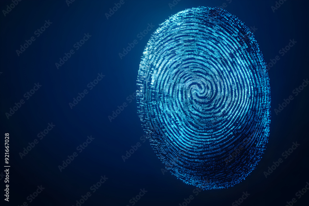 Wall mural a blue circle with a spiral pattern in the middle. the circle is the shape of a fingerprint