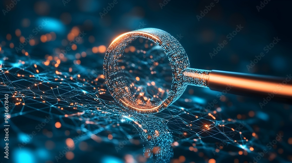 Aufkleber 3D Magnifying Glass Revealing Hidden Digital Network Data and Insights