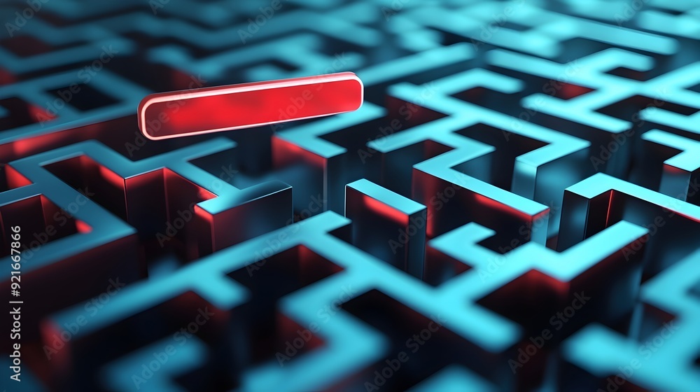 Poster 3D Maze with Floating Search Bar Guiding Through Navigation Solutions