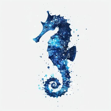 recommend clip art: blue seahorse silhouette on a white background