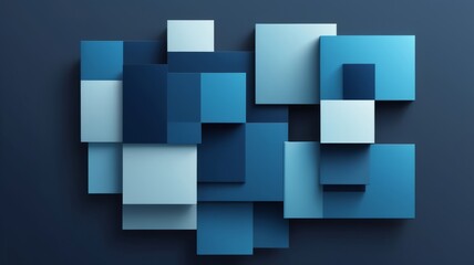 Obraz premium 3D geometric cube abstract background in blue tones with light and shadow effects.