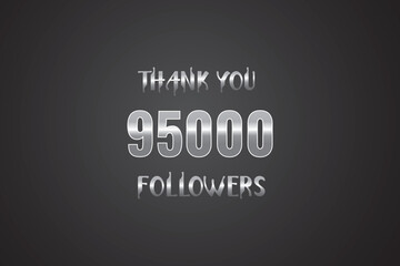 95000 OR 95k followers celebration. Thank you 95000 followers congratulation template banner. banner for social 95k friends and followers. celebrate subscribers and followers.
